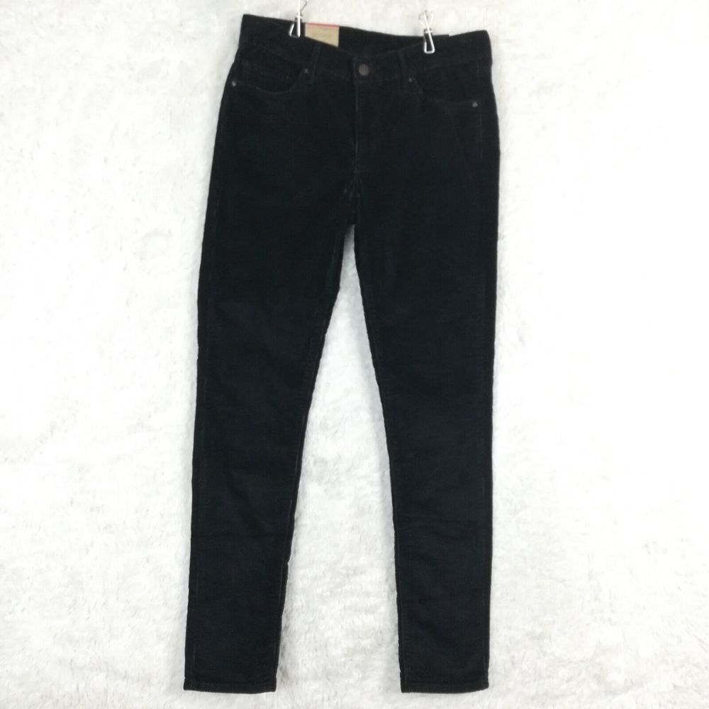 Levi's Womens Pants 711 Skinny Corduroy Blackish Blue Mid Rise Stretch 29 New